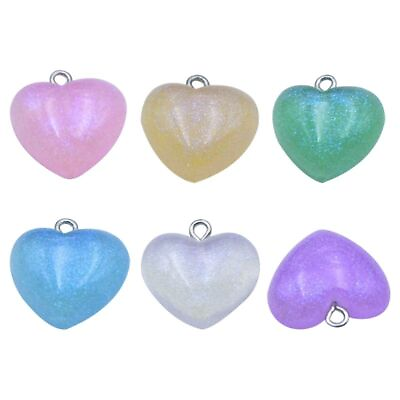 #ad Glittering Heart Charms Resin Love Hearts Pendants Jewelry Making Crafts 1pc $9.55