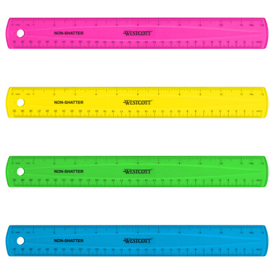 #ad Westcott 12quot; Shatterproof Ruler with Anti Microbial Assorted Translucent Colors $7.99