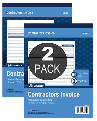 #ad Adams Contractor#x27;s Invoice Book Business Contract Agreement 50 book 2 Pack $33.99