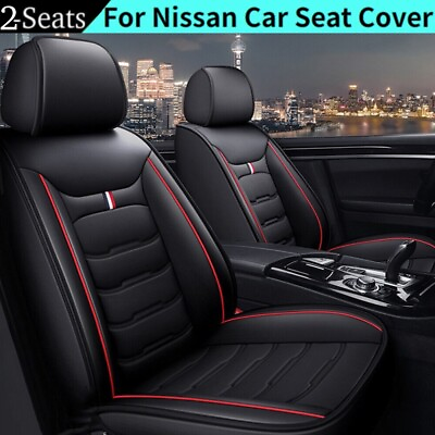 #ad For Nissan Car 2 Front Seat Covers PU Leather Chair Cushion Protector Pad 2 Seat $59.90