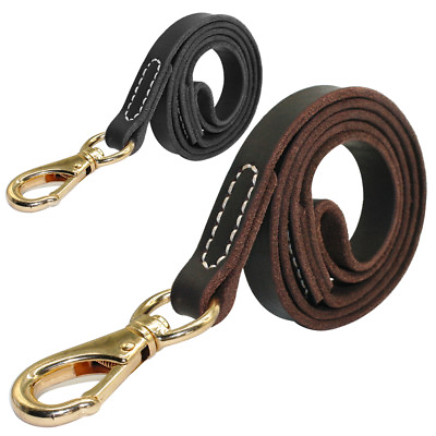 #ad Genuine Leather Dog Leash Heavy Duty Pet Walking Leads with Rotatable Clasp 44quot; $25.99