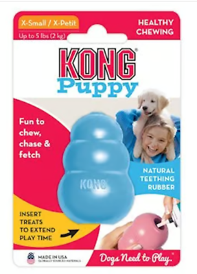 #ad KONG Medium Puppy Dog Toy For Dogs Insert Treats Blue Ball Chew Teething Aid $9.99