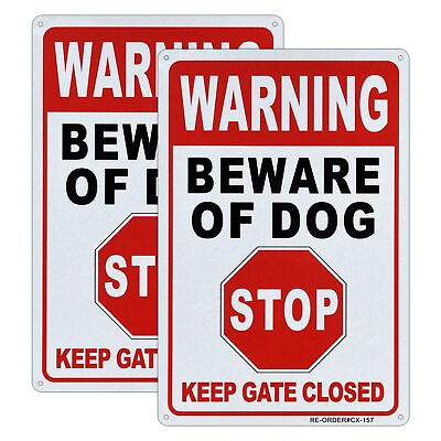 #ad Beware Of Dog Warning Sign 2 Pack Dogs In Yard Stop Keep Gate Closed Sign 12x8 I $15.37