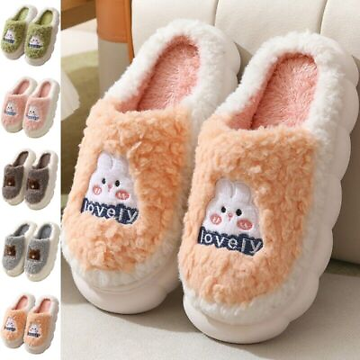 #ad Unisex Plush Slippers House Home Shoes Womens Fluffy Bedroom Cute Fuzzy Slipper $17.75