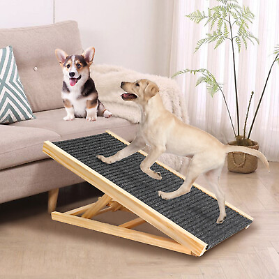 #ad Pet Cat Dog Stair Ramp Adjustable Folding Wooden Ramp Steps for Bed Car L size $56.58