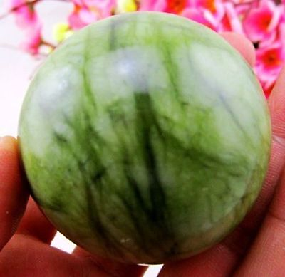 #ad new sell 50MM Green Stripe Jade Magic Crystal Sphere Healing Ball $9.49