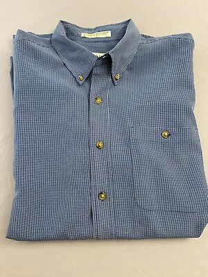 #ad Orvis Mens Performance Button Down Shirt Large Micro Check Blue $15.55