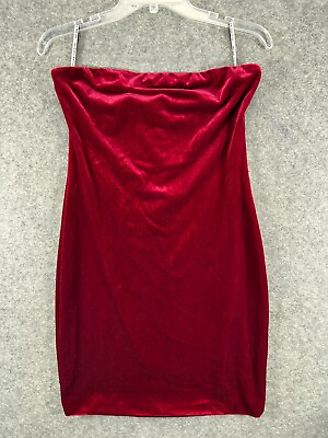 #ad NEW Miss Circle New York Dress Womens Large Red Wine Velvet Strapless Ladies $24.99