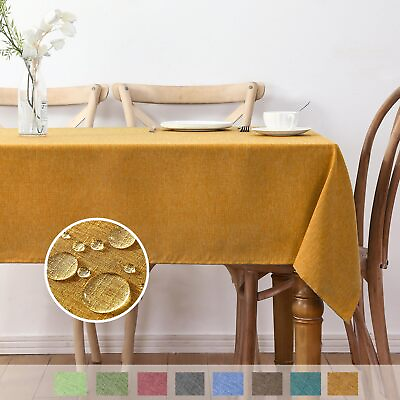 #ad Rectangle Tablecloth Linen Tablecloth Heavy 60 x 120 10 12 Seats Dark Gold $11.68