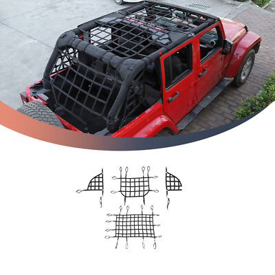 #ad Black Cargo Restraint System Net Top Parts Pet Barriers for 07 Jeep Wrangler JK $111.99