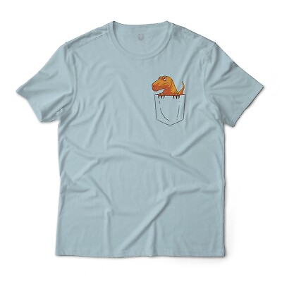 #ad T Rex In A Shirt Pocket Graphic T Shirt Lightweight Cotton $22.49