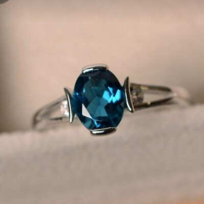 #ad Beautiful Blue Topaz Gemstone 925 Sterling Silver Best Jewelry Women Ring B 636 $13.07