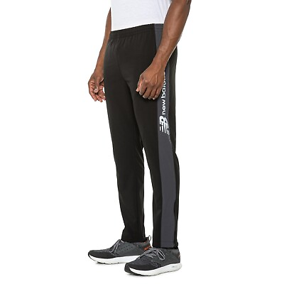 #ad NEW BALANCE All Motion BLACK Gray Ankle Zip Woven Running PANTS Mens LARGE NEW $51.29