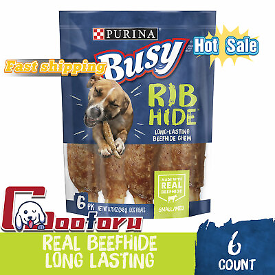 🐶Purina🐶Busy Small Medium Breed Dog Rawhide Treat Rib Hide 6 Ct. Pouch $16.52