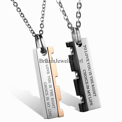#ad Mens Womens Stainless Steel Pendant Chain Couple Love Promise Necklace Gift $14.99