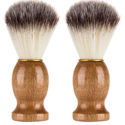 #ad 2 Pack For Men Brush Beard Tool Pure Badger Hair Shaving Barber Wood Handle Tool $8.30