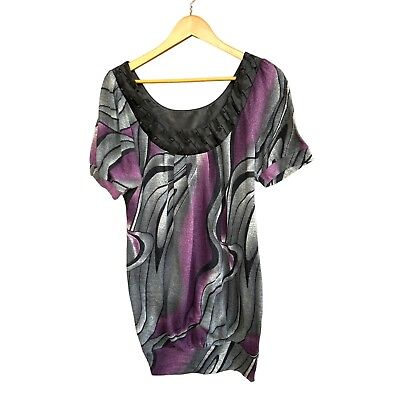 #ad Heart Soul Womens Black Purple Blouse XL $11.89