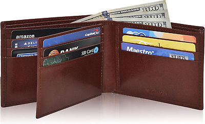 #ad Handmade RFID Leather Bifold Wallets for Men in Multiple Colors Offering 9 Cards $25.86