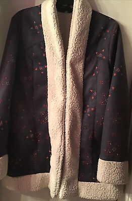 #ad Mink Pink X Urban Outfitters Size M Coat Fleece Lining Navy Design $28.00