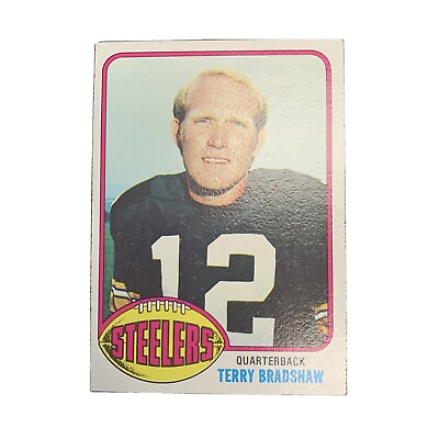 #ad 1976 Terry Bradshaw # 75 Pittsburgh Steelers Topps Football Card NFL HOF $26.17