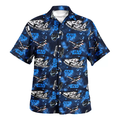 #ad Star Wars Spaceship In The Galaxy Blue Theme Star Wars Fans Gift Hawaiian Shirt $21.00