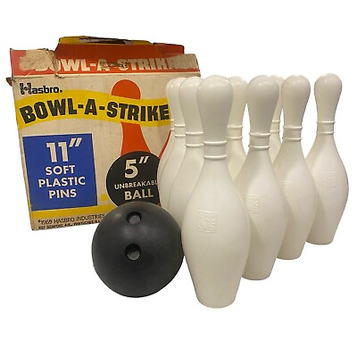 #ad HASBRO Bowl A Strike Plastic 11quot; Bowling Pins amp; Ball Play Set 1969 #9135 VINTAGE $17.95
