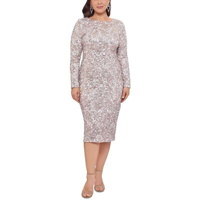 #ad Xscape Womens Sequined Mid Calf Formal Cocktail and Party Dress Plus BHFO 9690 $49.99