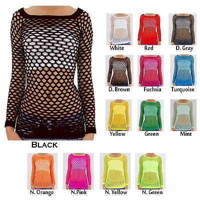 #ad SEXY Very Hot Fence Net Long Sleeve Cami Top $14.99