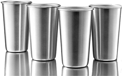 #ad 4 Pack Stainless Steel Cups 16oz Pint Cup Tumbler Premium Metal Drinking Cup $21.00