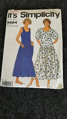 #ad MISSES DROP WAIST PULLOVER DRESS VTG IT#x27;S SIMPLICITY 9664 Easy Sewing Pattern UC $10.20