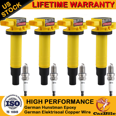 #ad 4 Pack Ignition Coil amp; Spark Plug For Toyota Yaris Echo Prius Scion xA xB UF316 $75.59