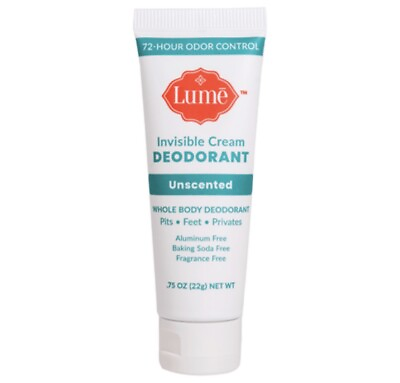#ad Lume Unscented Whole Body Deodorant Invisible Cream Tube Mini .75oz Travel $17.95
