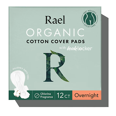 #ad Rael Organic Cotton Cover Sanitary Napkins With Wings Unscented Overnight Size $12.50