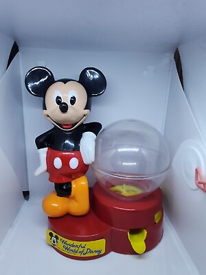 #ad VTG 1986 Mickey Mouse Bank Gumball Machine Wonderful World Disney SEE ALL PICS $29.00