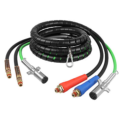 #ad 15#x27; Semi Trailer Air Line Hose Electric Cable 3 In 1 ABS amp; Air Line 15 Ft 7 Way $102.00