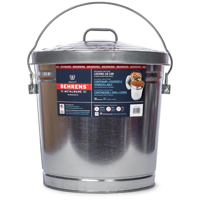 #ad NEW Durable Galvanized 10 Gal. Steel Locking Lid Storage Feed Garbage Can $31.90