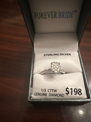 #ad sterling silver 1 3carat genuine diamond $180.00