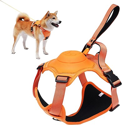 #ad Dog harness and retractable leash set All in One heavy duty🐶 ColorOrange Size M $15.99