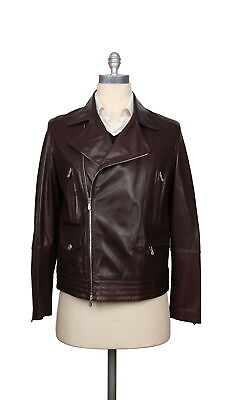 #ad Brunello Cucinelli Brown Leather Moto Jacket M US 50 EU BC1262210 $2519.00