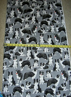 Border Collie Collies Dog Dogs 7365 Gray Multi Timeless Durable Cotton Fabric $9.49