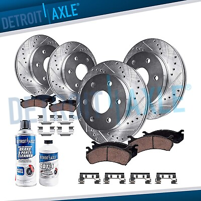#ad 12.80 inch Front Rear Drilled Rotor Brake Pad for Enclave Chevy Traverse Acadia $213.97