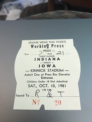 #ad 1981 Press Pass #15 Indiana vs. Iowa football $19.99