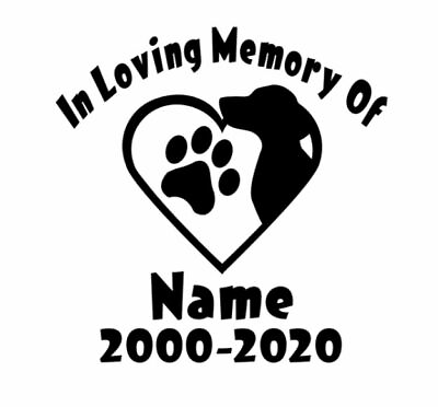 #ad In Loving Memory Of RIP Dog Paw Pet Vinyl Car Window Personalized Decal Sticker $7.99