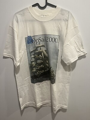 #ad Vintage 2000 Opsail T shirt Brand New Never Used White Large Maritime History L $39.00