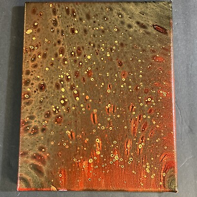 #ad Abstract Acrylic Painting On Canvas Wall Decor Original Red Gold Black $39.50