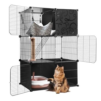 #ad 3 Tier Cat Cage DIY Cat Cages Indoor Cat Enclosure Playpen with Cat 3 Tier $124.80