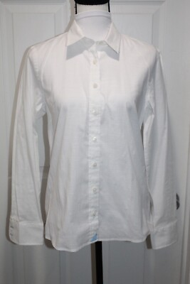 #ad Untuckit Women Button Up Shirt 6 White Solid Toscano Long Sleeve Cotton Flawless $35.10