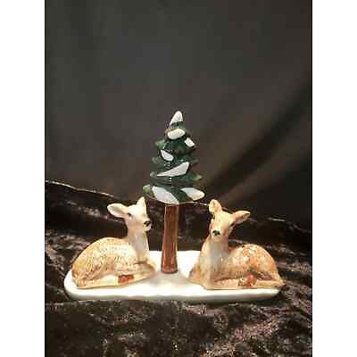 #ad Robert Stanley Ceramic Saly and Pepper Shakers Deer Doe Pine Tree Tableware $18.77