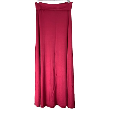 #ad Free to Live Size Large Maxi Skirt Red Maroon Foldover Waistband Womens NEW $24.49
