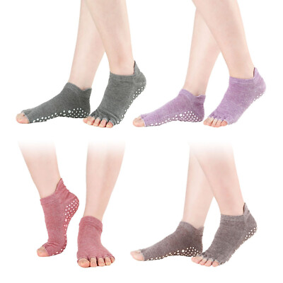 #ad 4 Pair Barre Socks Anti Skid Pilates Socks Cotton Yoga Socks $13.14
